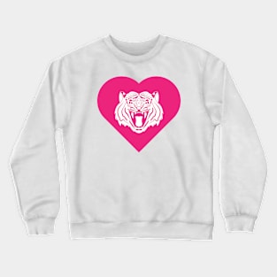 Tiger Mascot Cares Pink Crewneck Sweatshirt